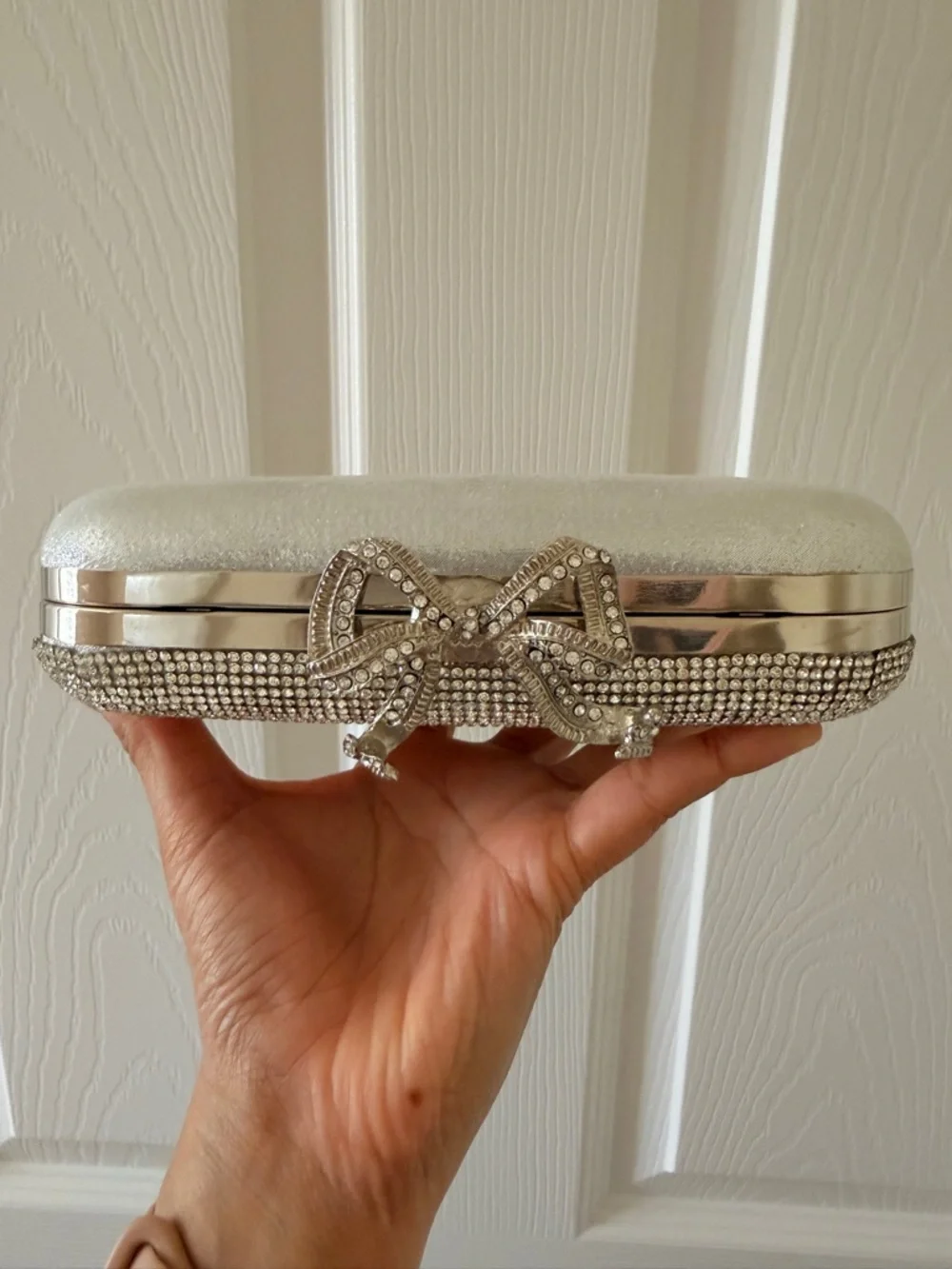 Crystal-Embellished Silver Evening Clutch - Picture 2 of 2